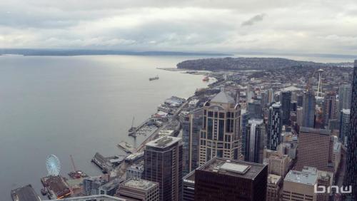 Black Eco Chamber 2.21.24-A view of the City of Seattle from the Columbia Tower Club at the BEXO x ELEVATE event.